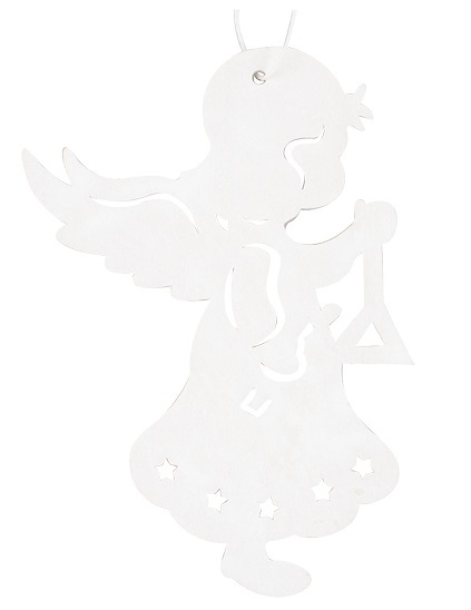 Dřevěný anděl na zavěšení 12 cm, bílý Anděl Přerov s.r.o.