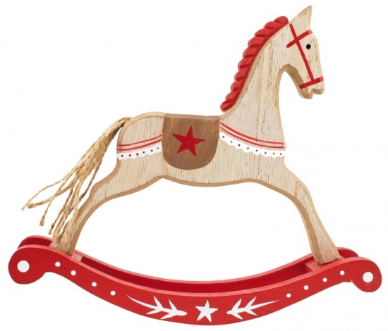 Kůň houpací dřevěný 19 x 17 cm, červený Anděl Přerov s.r.o.