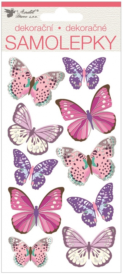 Samolepky s 3D křídly 10 x 21,5 cm, motýli Anděl Přerov s.r.o.