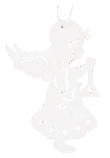 Dřevěný anděl na zavěšení 10 cm, bílý Anděl Přerov s.r.o.