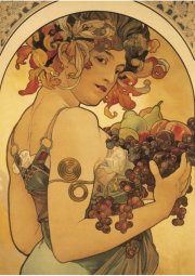 Pohled Alfons Mucha – Fruit, krátký