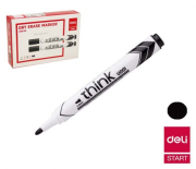 Popisovač DELI EU00120 černý kulatý stíratelný (8559)