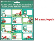 Samolepicí jmenovky na dárky s glitry 18x18cm, 24ks